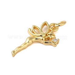 Rack Plating Brass & Clear Cubic Zirconia Pendants&nbsp;KK-S372-12G