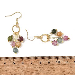 Natural Multicolor Tourmaline  Beads Tassel Dangle Earrings. with 304 Stainless Steel Earring Hooks&nbsp;EJEW-JE07340