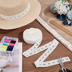 15 Yards Cotton Embroidery Flower Lace Ribbons&nbsp;SRIB-WH0011-178