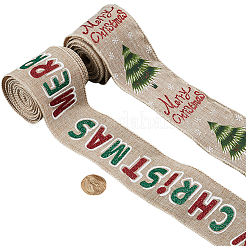 2 Rolls 2 Styles Christmas Printed Linen Ribbon&nbsp;OCOR-GF0002-72
