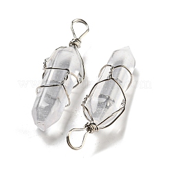 Natural Quartz Crystal Double Terminal Pointed Pendants&nbsp;G-H308-05P-01