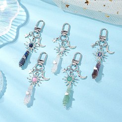 5Pcs Bullet Natural Lapis Lazuli & Green Aventurine & Amethyst & Quartz Crystal & Rose Quartz & Yellow Jade Pendant Decoration&nbsp;HJEW-JM03057