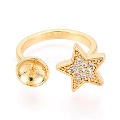 Star Brass Micro Pave Cubic Zirconia Cup Peg Ring Settings&nbsp;LS-KK-N274-06G