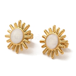 Ion Plating(IP) 304 Stainless Steel Flower Stud Earrings&nbsp;EJEW-C114-07C-G
