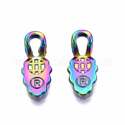 Rainbow Color Alloy Glue-on Flat Pad Bails for Pendant Making&nbsp;PALLOY-N163-104-NR