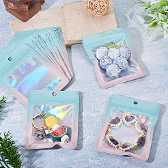 40Pcs Rectangle Glitter Holographic Plastic Resealable Packaging Bags&nbsp;ABAG-TA0001-97B-03
