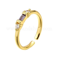 Brass Micro Pave Cubic Zirconia Cuff Rings for Women&nbsp;RJEW-H247-22G