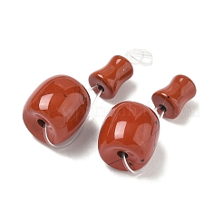 Gourd 3-Hole Natural Red Jasper Guru Beads&nbsp;G-F223-05-12mm