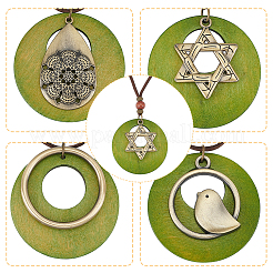 4Pcs 4 Styles Tibetan Style Alloy Pendant Necklaces Set with Faux Suede Cords&nbsp;NJEW-AN0001-73