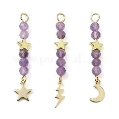 3Pcs 3 Styles Natural Amethyst Faceted Round Beaded Pendants&nbsp;PALLOY-JF03604-04