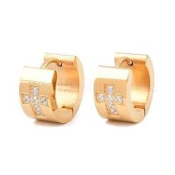 304 Stainless Steel Micro Pave Clear Cubic Zirconia Hoop Earrings&nbsp;EJEW-G457-03G