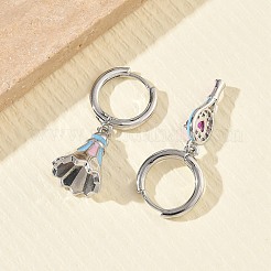 Brass Micro Pave Cubic Zirconia Dangle Hoop Earrings for Women&nbsp;EJEW-A168-07P-02
