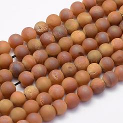 Electroplate Natural Druzy Agate Beads Strands&nbsp;G-G708-6mm-M