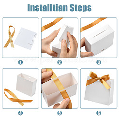 White Cardboard Paper Wedding Candy Boxes with Ribbon&nbsp;CON-FZC0002-002A