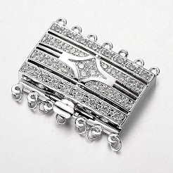 Brass Cubic Zirconia Box Clasps&nbsp;ZIRC-O020-09-NR