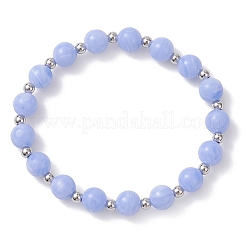 Natural Dyed Blue Lace Agate Beads Stretch Bracelets for Women&nbsp;BJEW-JB12930