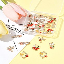 24Pcs 6 Styles Alloy Enamel Links Connector Charms&nbsp;ENAM-FS0002-91
