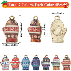 28Pcs 7 Colors Winter Theme Alloy Printed Pendants&nbsp;FIND-SC0012-46