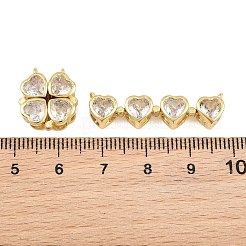 Brass Pave Clear Cubic Zirconia Connector Charms Magnet Links&nbsp;CU-CBA48B8-02G