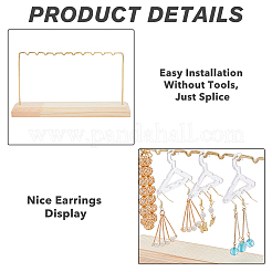 1 Set Golden Tone Iron Bar Dangle Earring Wooden Display Stands&nbsp;EDIS-FH0001-03