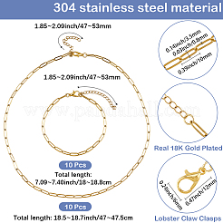 304 Stainless Steel Paperclip Chains Necklaces & Bracelet Jewelry Sets&nbsp;SJEW-SC0001-07G