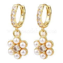 Brass Micro Pave Cubic Zirconia Hoop Earrings&nbsp;EJEW-S277-13G
