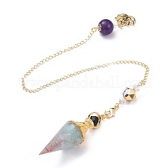 Resin Hexagonal Pointed Dowsing Pendulums(Brass Finding and Gemstone Inside)&nbsp;G-L521-A05