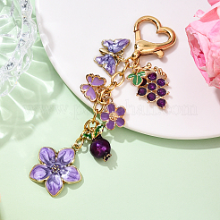 Grape Flower Butterfly Alloy Enamel Pendant Decorations&nbsp;HJEW-YW00149