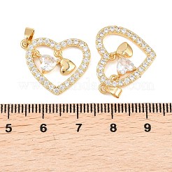 Brass Micro Pave Clear Cubic Zirconia Pendants&nbsp;KK-G552-02G-04