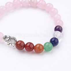 Natural Rose Quartz Stretch Bracelets&nbsp;BJEW-P180-B06