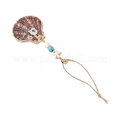 Electroplate Sea Shell Pendant Decorations&nbsp;HJEW-JM04567