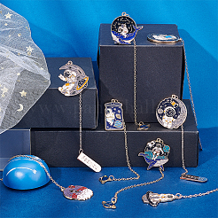 8Pcs 8 Style Alloy Enamel Astronaut Bookmark&nbsp;AJEW-PH0004-34