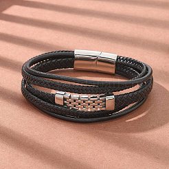 Braided Microfiber Leather Multi-strand Bracelets&nbsp;BJEW-Q010-06A