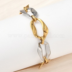 Two Tone 304 Stainless Steel Twisted Cable Chain Bracelets for Women&nbsp;BJEW-A169-08GP