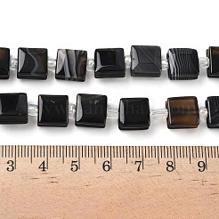 Natural Black Banded Agate/Striped Agate Beads Strands&nbsp;G-F802-B08-01