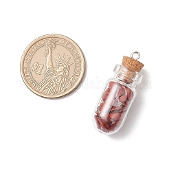 8Pcs 8 Styles Synthetic Turquoise & Natural Green Aventurine & Citrine & Rose Quartz & Lapis Lazuli & Quartz Crystal & Amethyst & Red Jasper Chip Glass Bottle Pendants&nbsp;PALLOY-JF04073