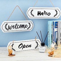 Closed & Open Sign Natural Wood Door Hanging Decoration for Front Door Decoration&nbsp;HJEW-CN0001-02