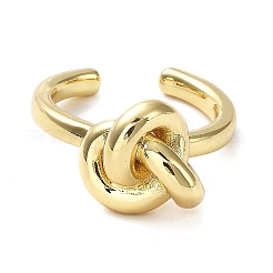 Rack Plating Brass Knot Open Cuff Rings for Women&nbsp;RJEW-Q777-06G
