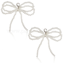 Plastic Imitation Pearl Bowknot Shoe Charms&nbsp;DIY-WH20002-152A