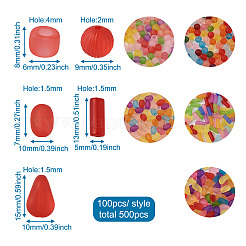 500Pcs 5 Style Transparent Acrylic Beads&nbsp;FACR-PJ0001-04