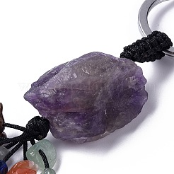 Natural Amethyst Nugget with Mixed Gemstone Chips Tassel Keychains&nbsp;KEYC-P012-02P-04