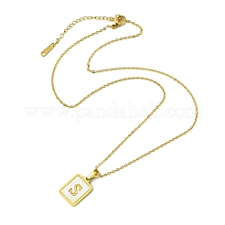 Ion Plating(IP) Rectangle with Initial Letter 304 Stainless Steel Pendant Necklace&nbsp;X-NJEW-R265-04G-S