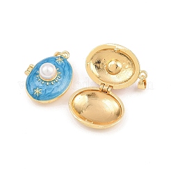 Plastic Imitation Pearl Locket Pendants&nbsp;KK-P335-01G