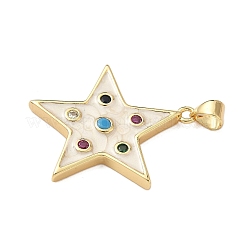 Brass Micro Pave Colorful Cubic Zirconia Enamel Pendants&nbsp;KK-G536-20G