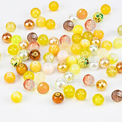 24 Color Imitation Pearl & Crackle & Transparent & Opaque Glass Beads&nbsp;GLAA-PH0002-89A
