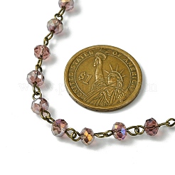 Handmade Electroplate Glass Faceted Rondelle Beads Chains for Necklaces Bracelets Making&nbsp;AJEW-JB00147