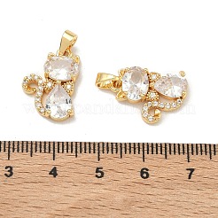 Brass Micro Pave Clear Cubic Zirconia Pendants&nbsp;KK-H265-05G