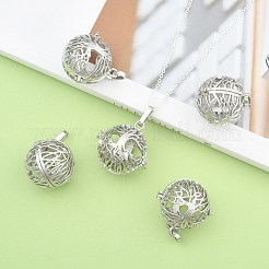 Rack Plating Brass Hollow Round Cage Pendants&nbsp;KK-M181-02P-NF