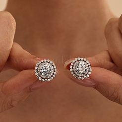 925 Sterling Silver Pave Moissanite Stud Earrings for Women&nbsp;EZ0984