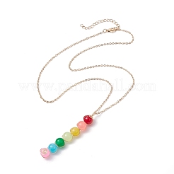 Colorful Glass Round Beaded Pendant Necklaces&nbsp;NJEW-JN04581-01